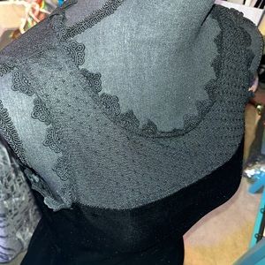 #408-(S) Lilly rose black velvet dress, front & back lace. Pit/pit= 18”